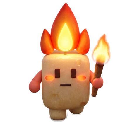 Torchy holding his torch